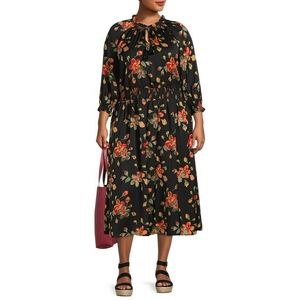 🆕 Terra & Sky Women's Plus Size Peasant Midi Dress